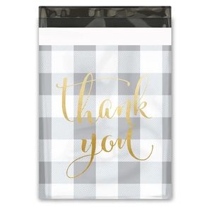 POSHER FAV! 20 Grey & white plaid poly bags